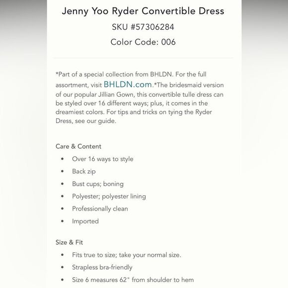 BHLDN Jenny Yoo Ryder Convertible Dress/ size 10 - Picture 10 of 11